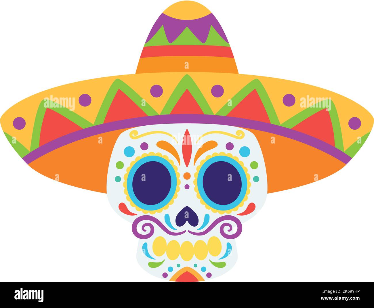 Isolated cute head skeleton with mexican hat Vector Stock Vector Image ...