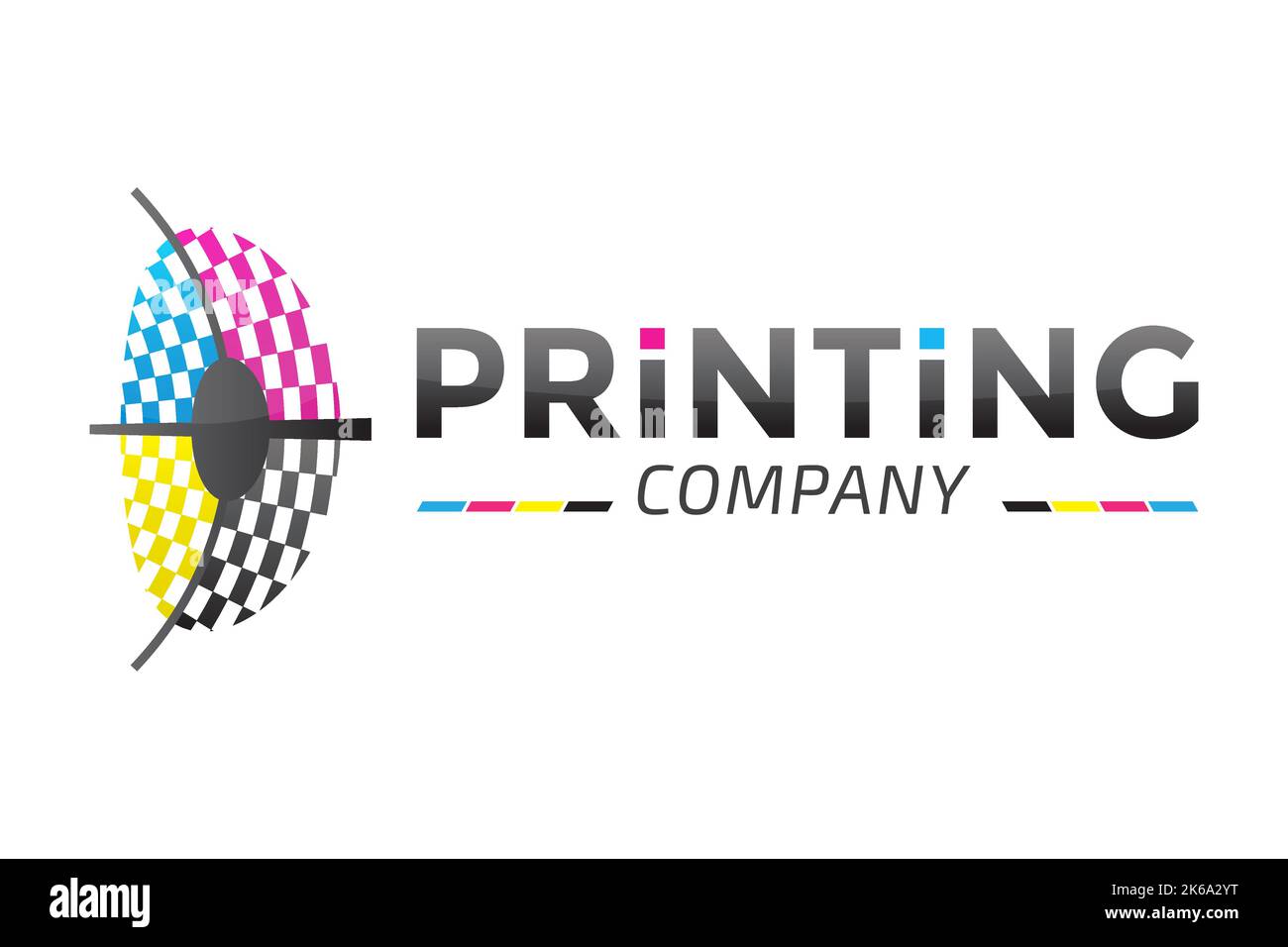Printing Company Logo Design wit CMYK Colors and Cross Stock Vector