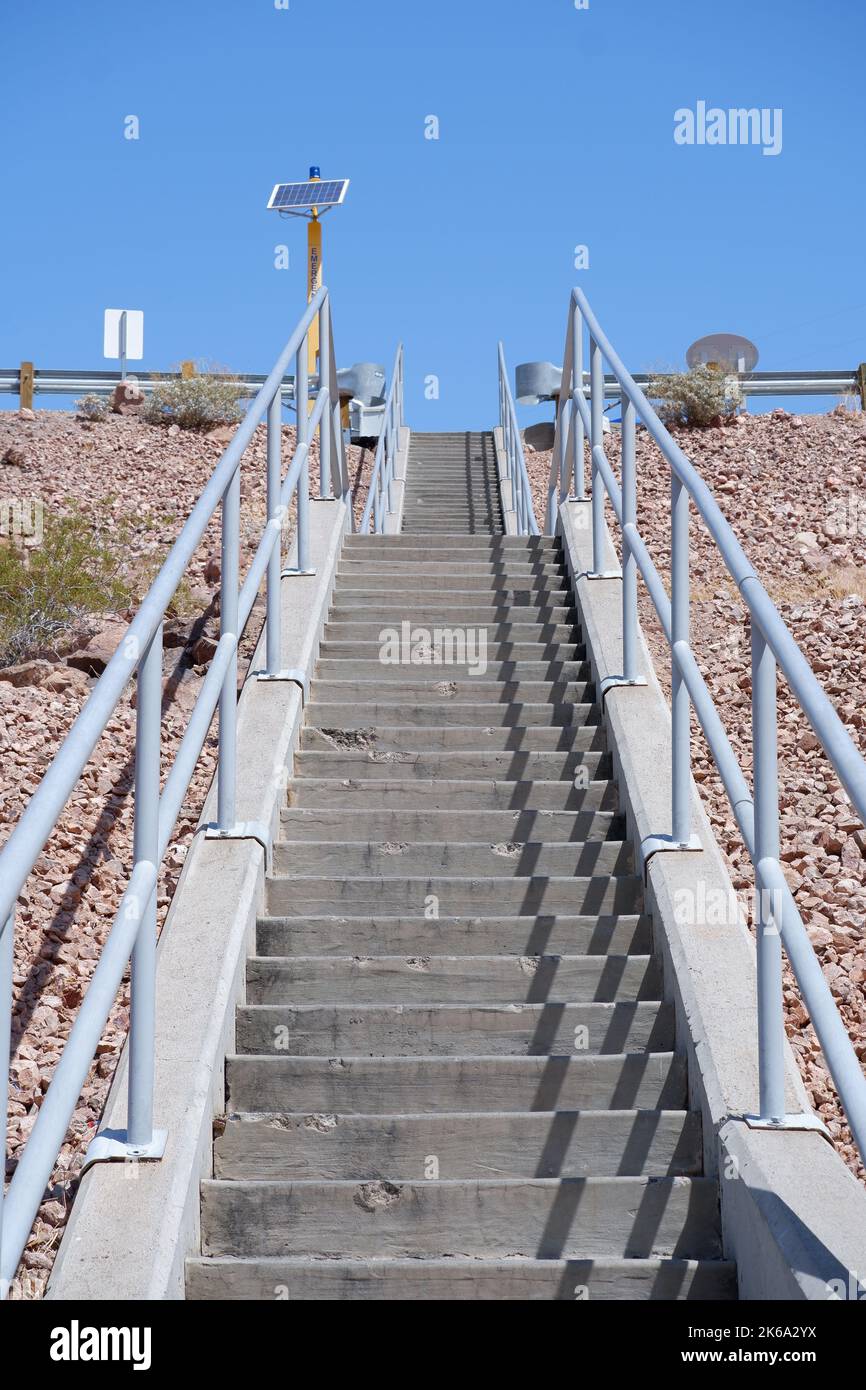 Steps ascending up to Hoover Dam Car park Stock Photo