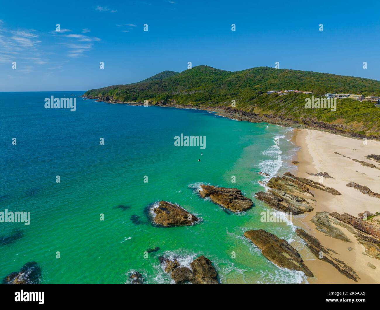 Daytime seascape at Burgess Beach on the Barrington Coast at Forster-Tuncurry, NSW, Australia Stock Photo