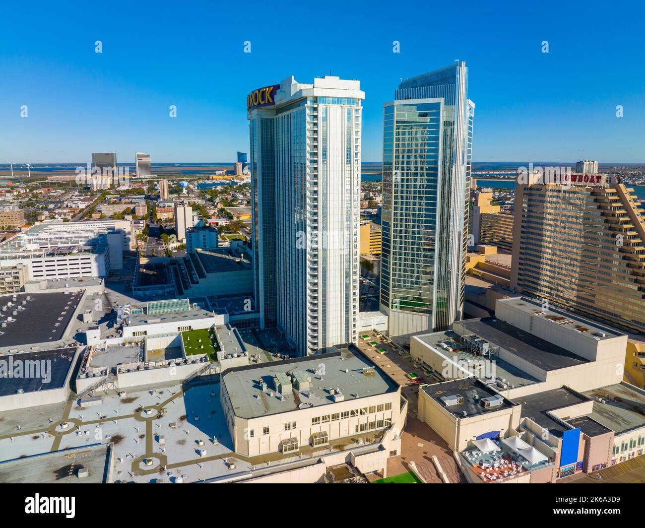 Hard Rock Hotel aerial view at Boardwalk in Atlantic City, New Jersey NJ, USA. Stock Photo