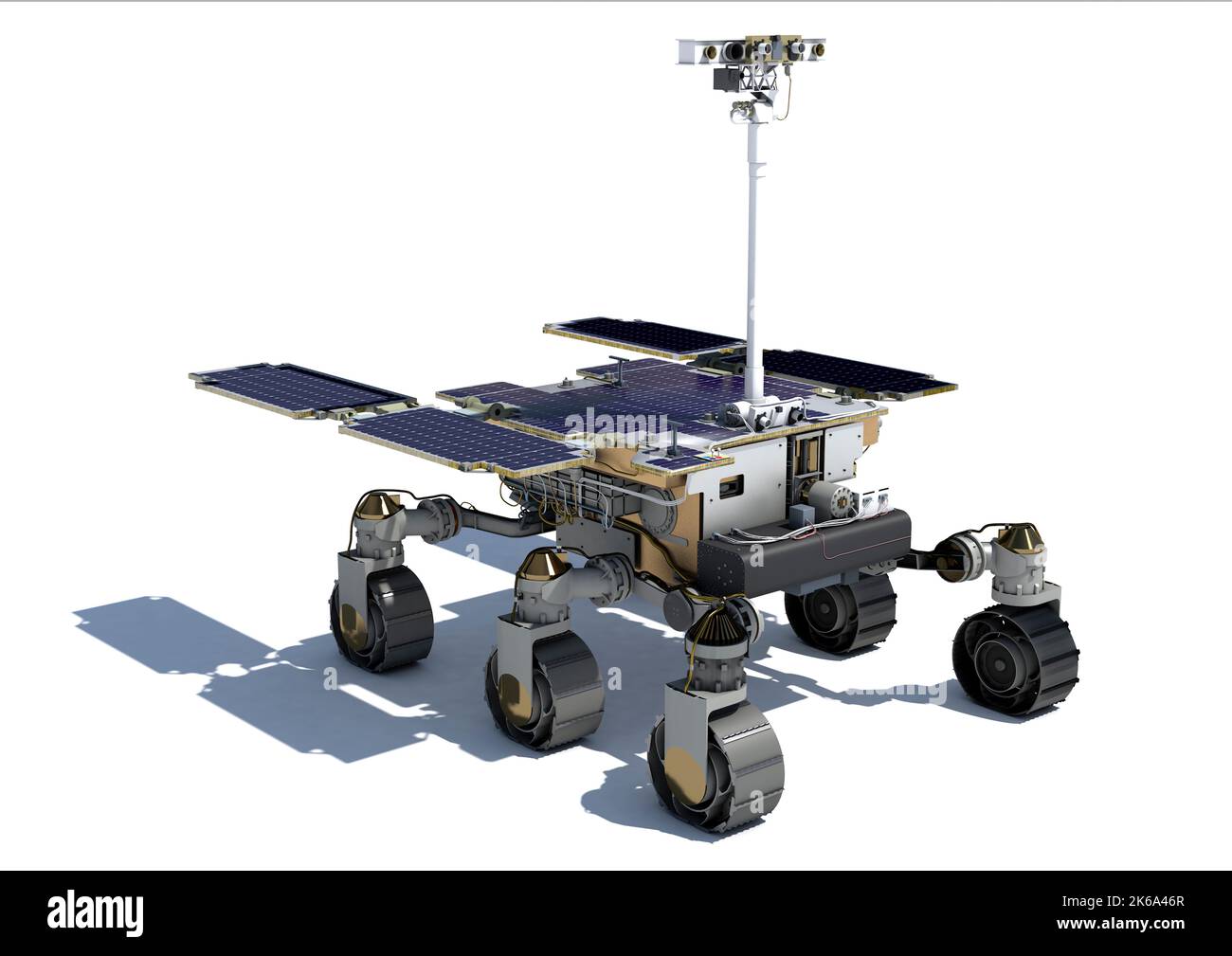 Artist's concept of the Rosalind Franklin ExoMars rover, on white background. Stock Photo