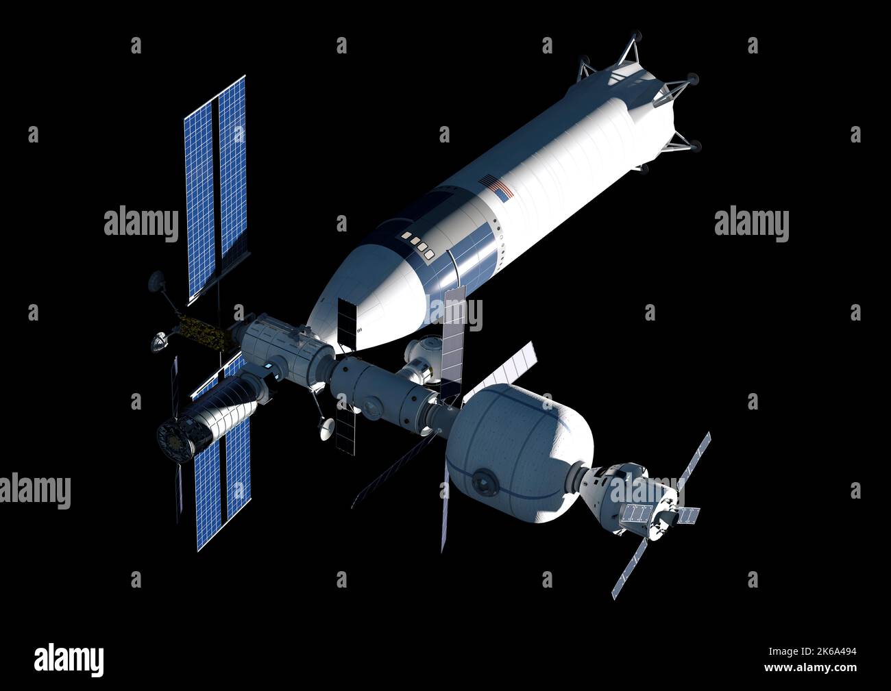 Lunar Gateway space station concept, with SpaceX Lunar Starship Stock