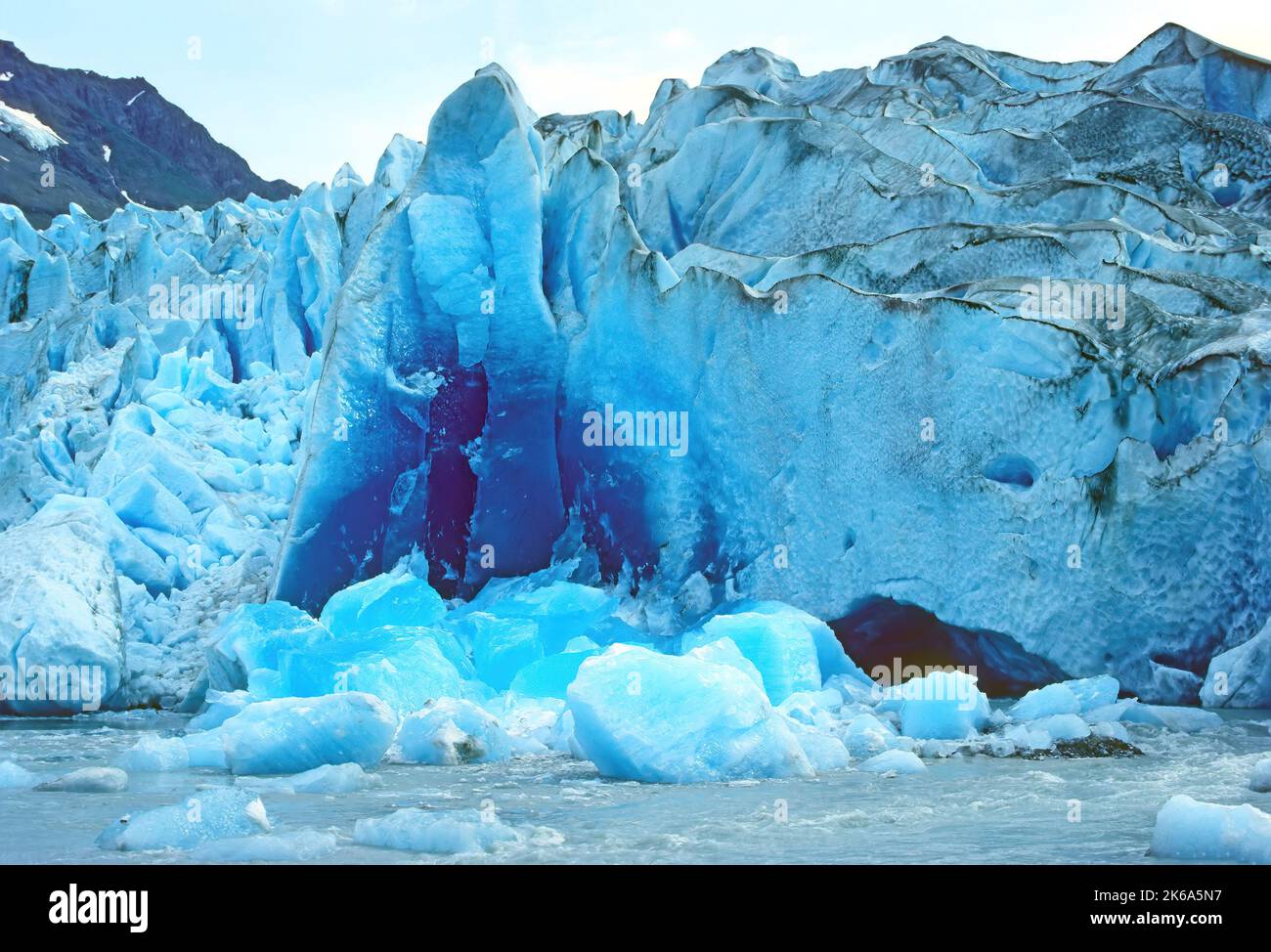 Newly Exposed Ice on the Reid Glacier IN Glacier Bay National Park Stock Photo
