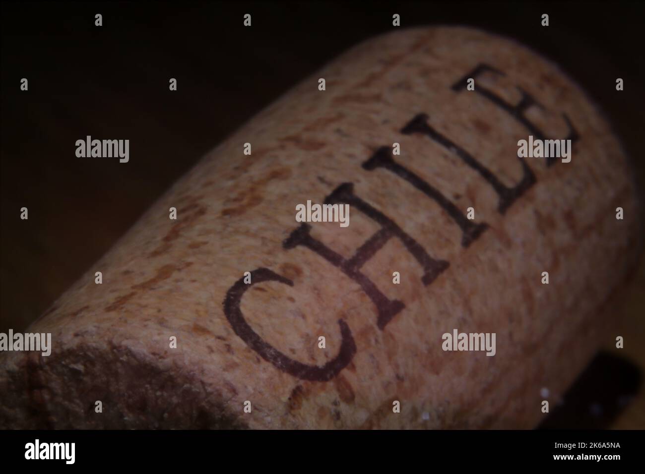 The word Chile written on a cork close up Stock Photo