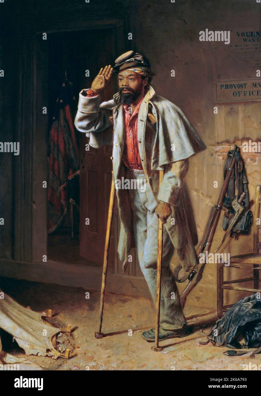 19th century painting of an African American soldier in the Civil War. Stock Photo