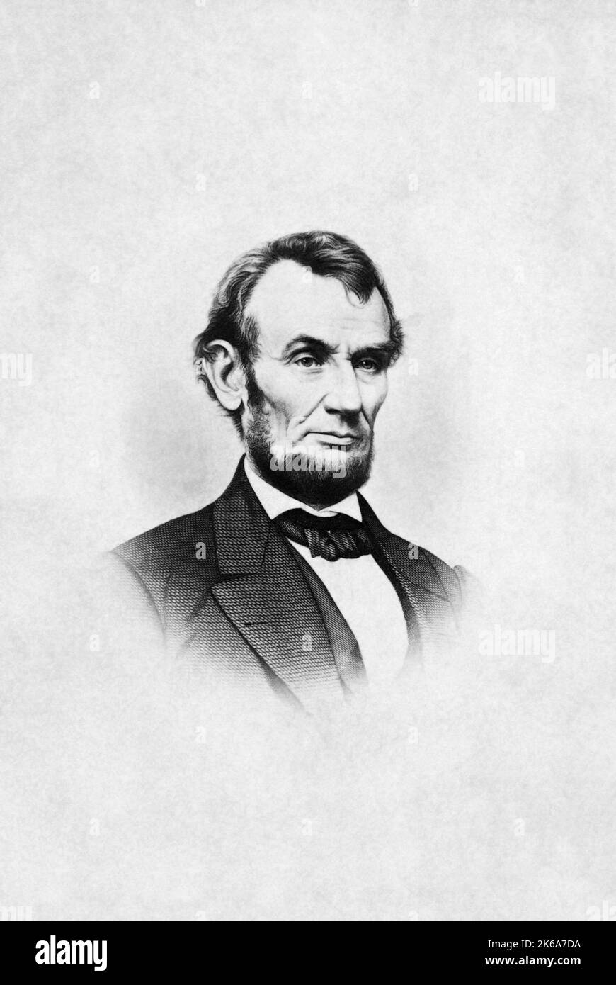 Engraved portrait of President Abraham Lincoln. Stock Photo