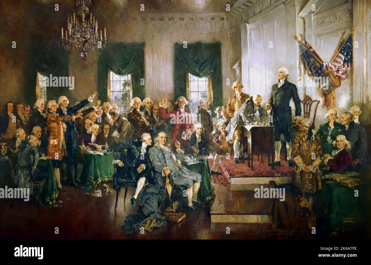 The signing of the U.S. Constitution at the Independence Hall in Philadelphia on September 17, 1787 Stock Photo