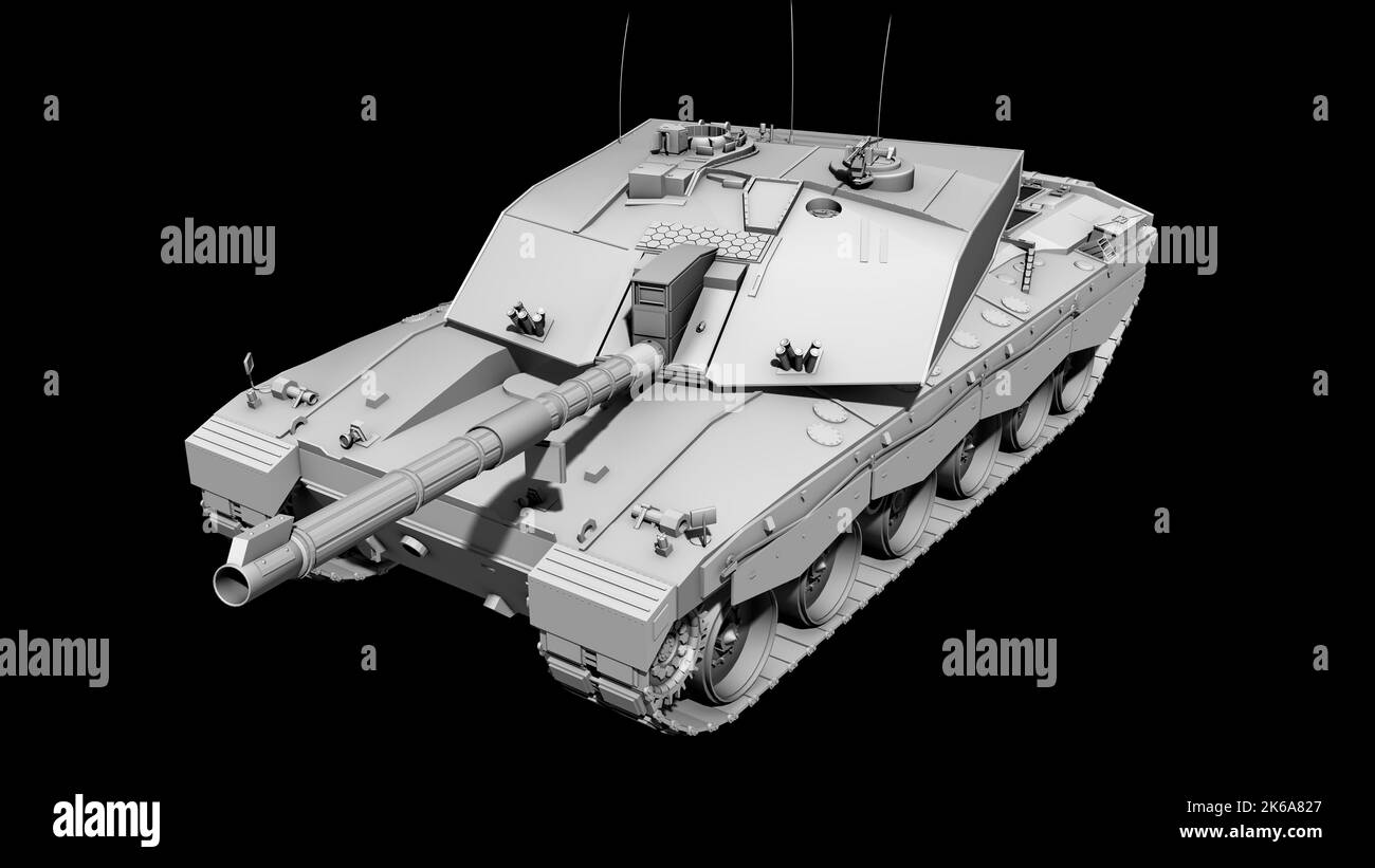 Clay render of a Challenger II tank. Stock Photo