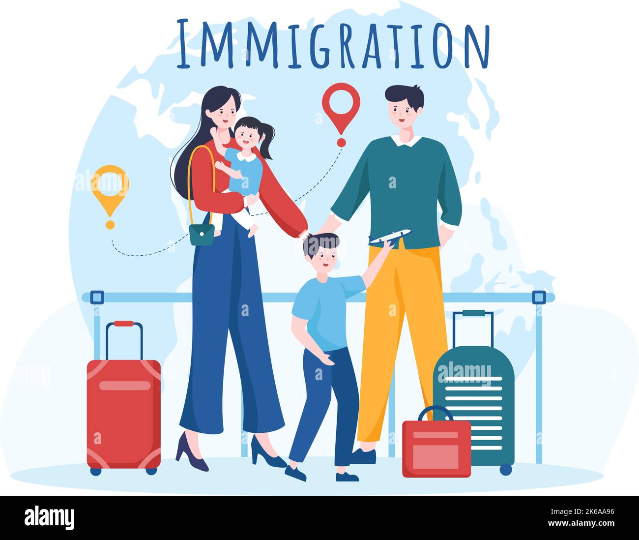 Immigration Template Hand Drawn Cartoon Flat Illustration of Document