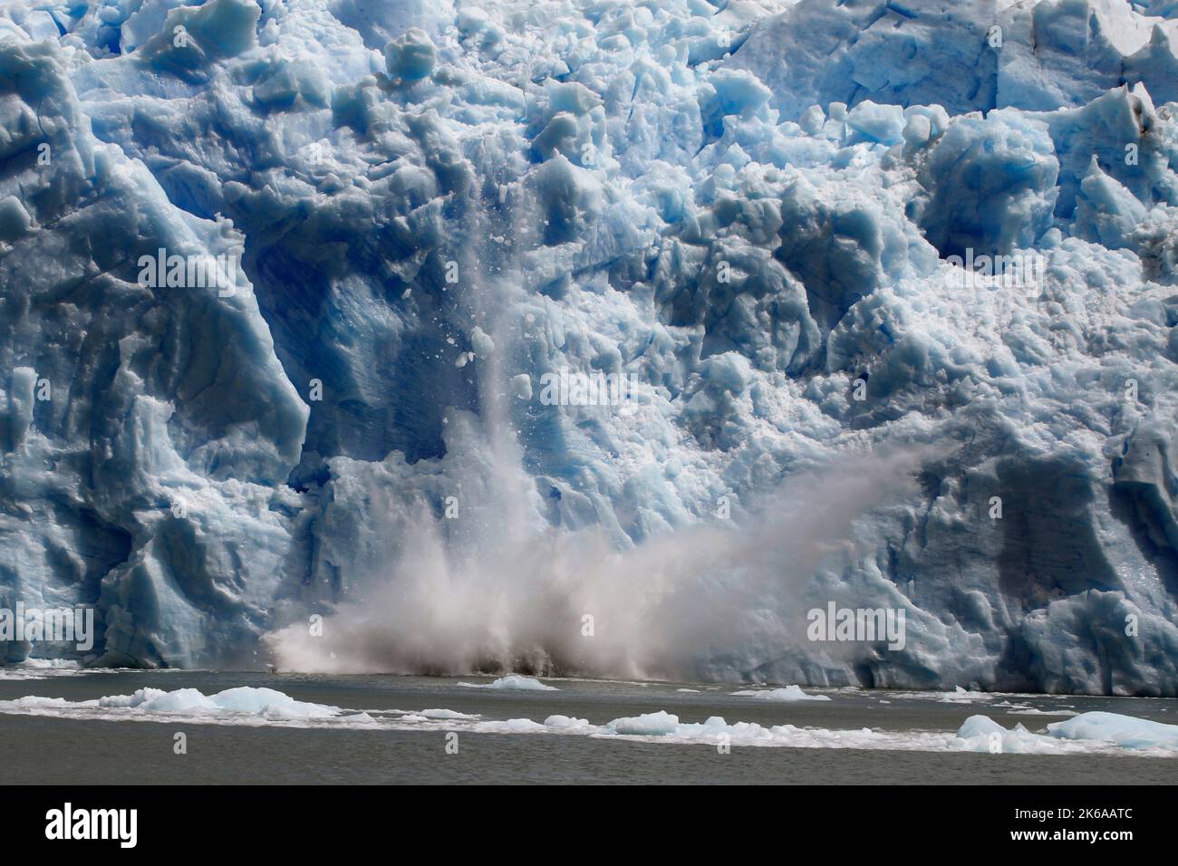 Perito Moreno glacier ice breaks into the lake, Lago Argentino. Stock Photo