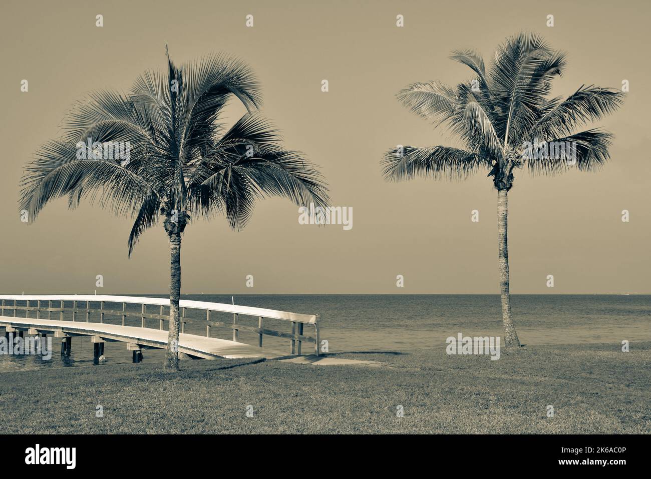 A serene panoramic view over the Charlotte Harbor of a simple wooden