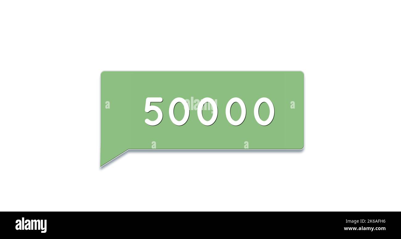 Image of 50000 notifications on white background. Social media ...