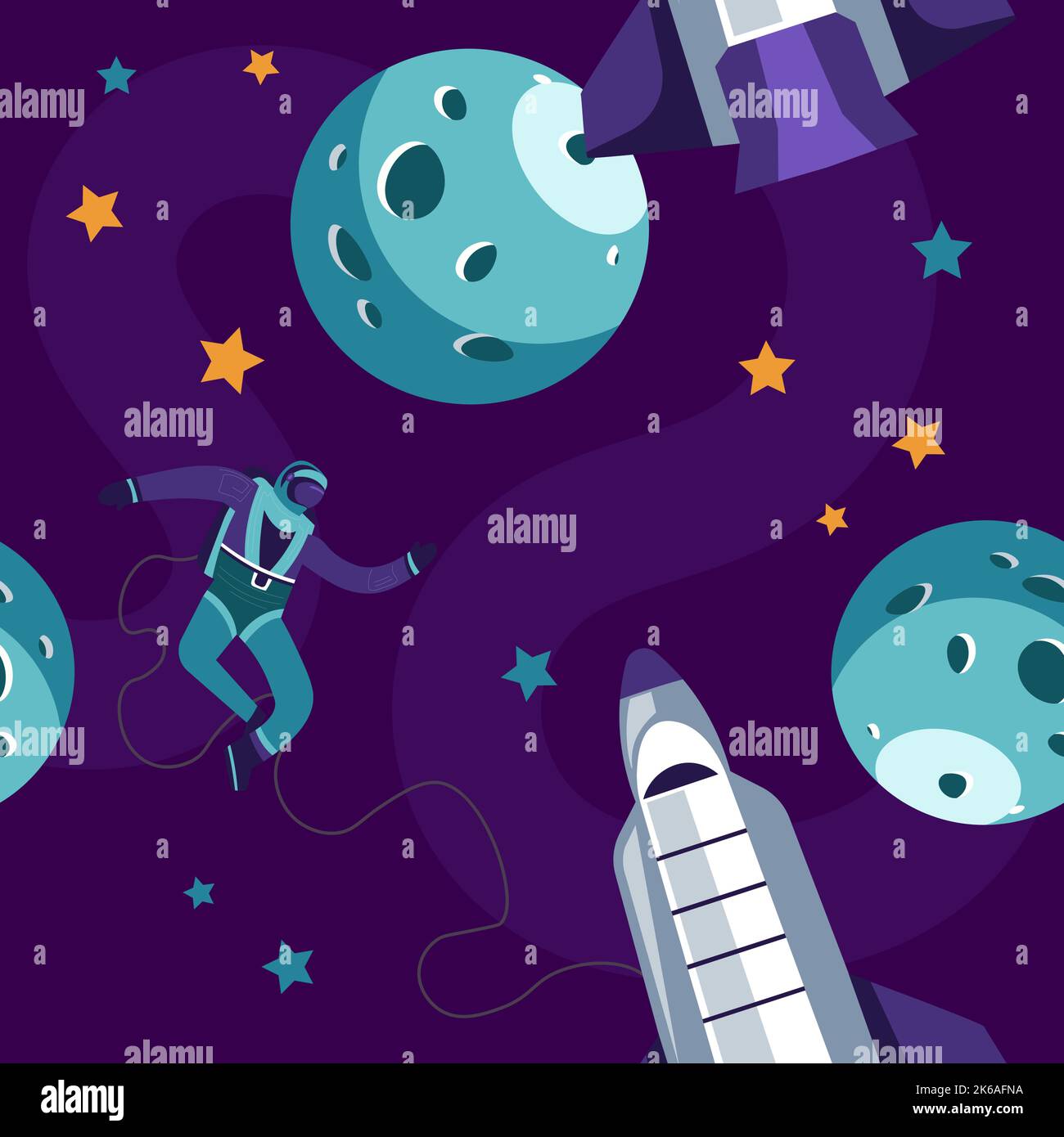 Astronaut in space with shuttle and rockets vector Stock Vector Image ...