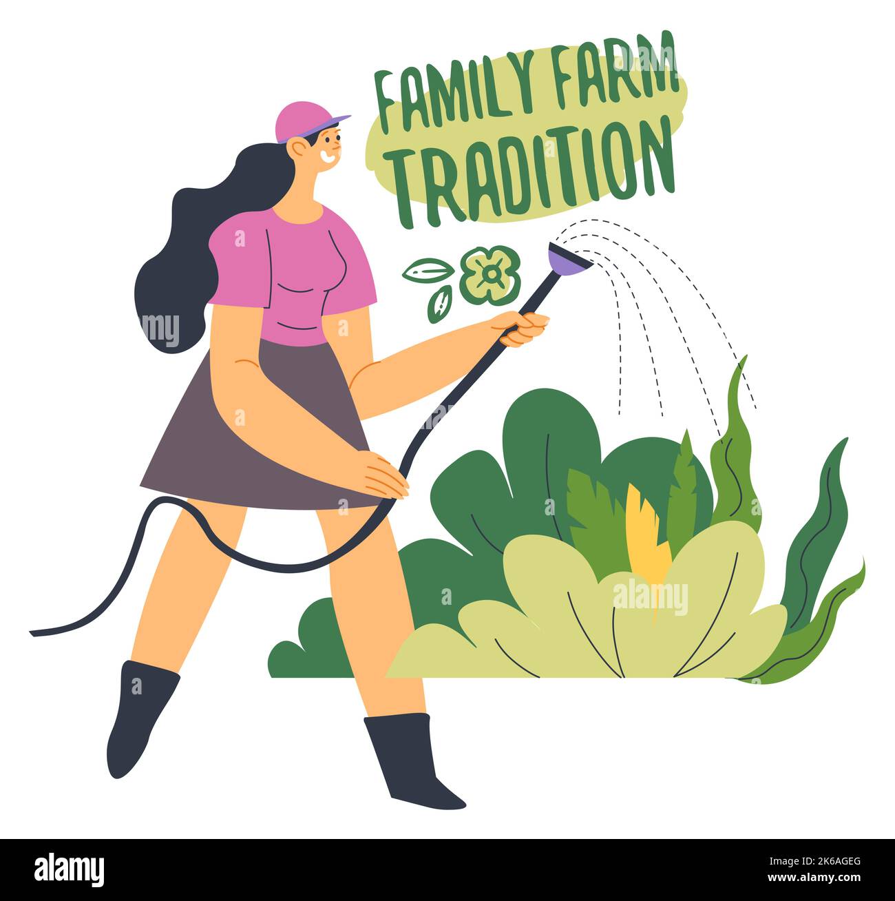 Family farm tradition, gardening services vector Stock Vector Image