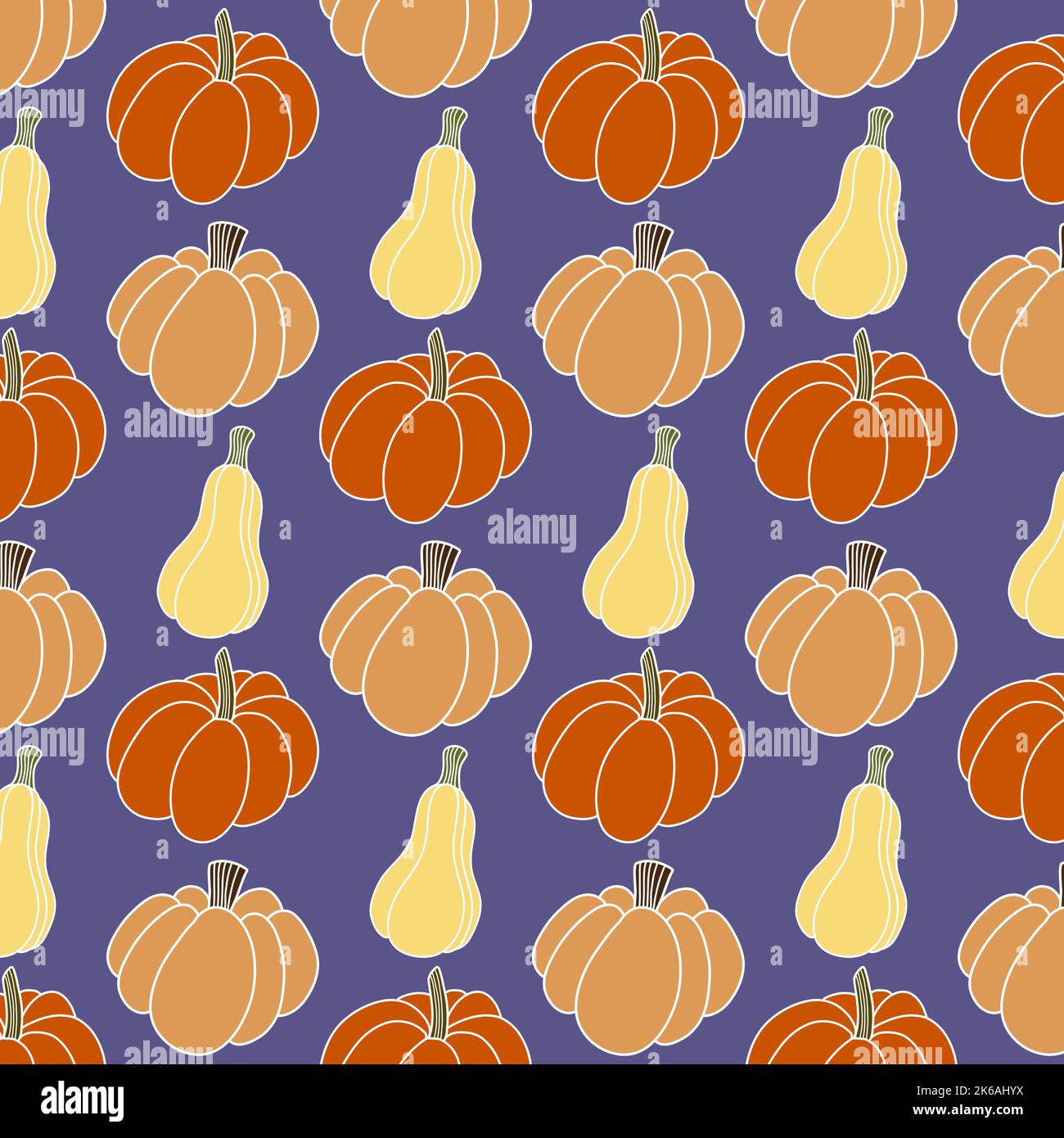 seamless pumpkin pattern illustration hand drawn, colourful background ...