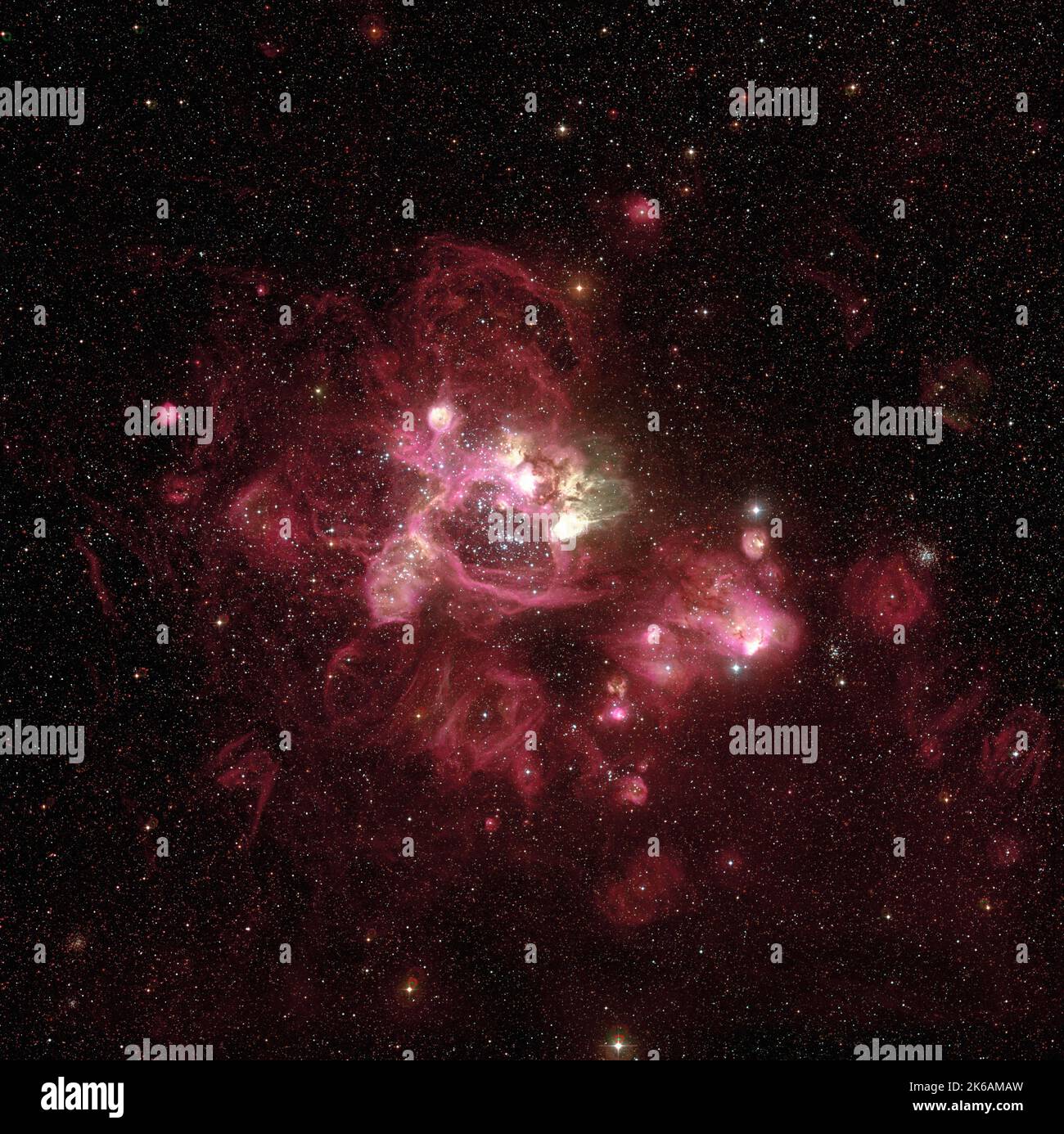 Nebula LMC N 44 in Large Magellanic Cloud. Blue filter. Stock Photo
