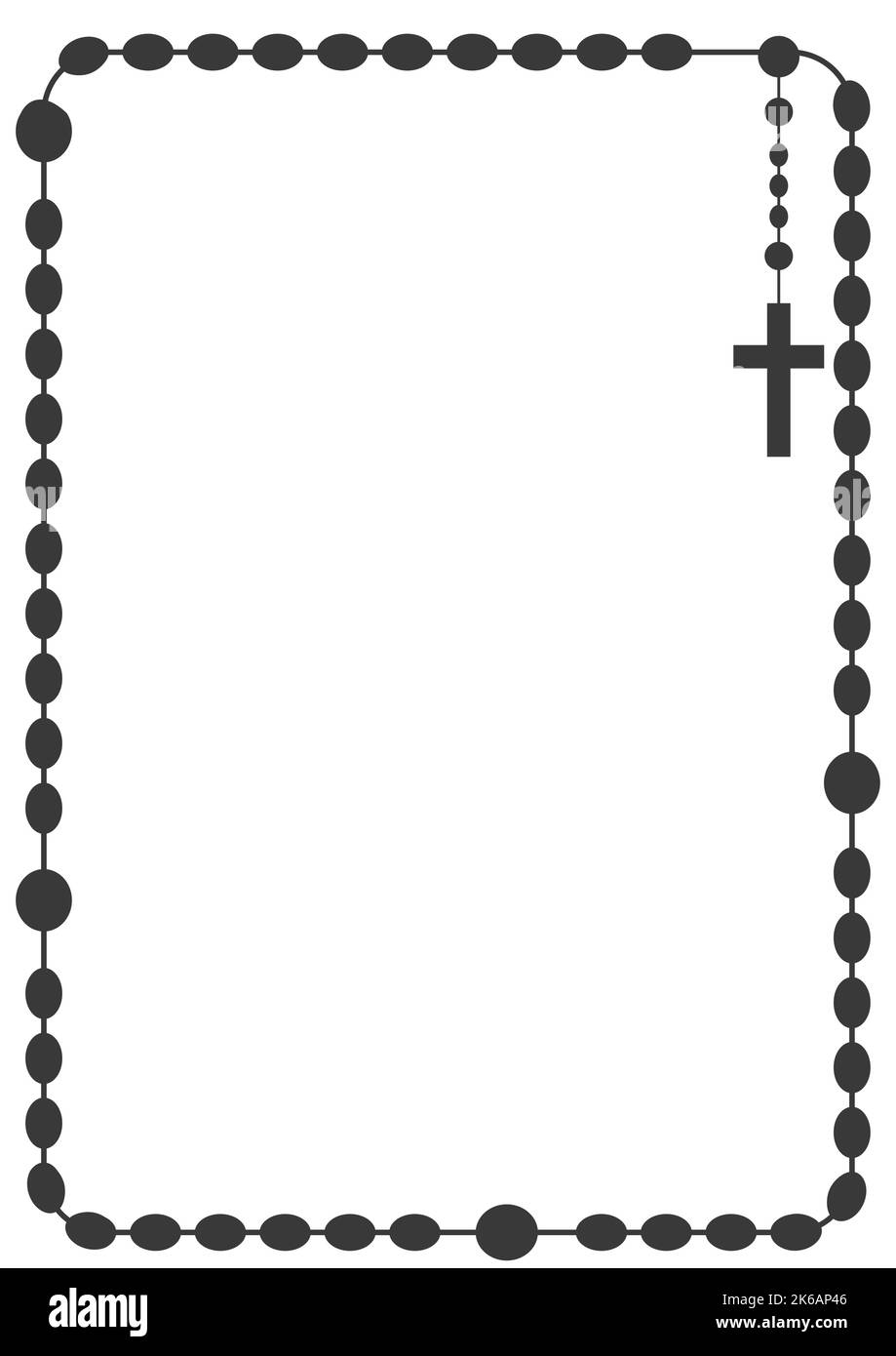 Rosary beads frame with copyspace for text. Chain and cross. Religion ...
