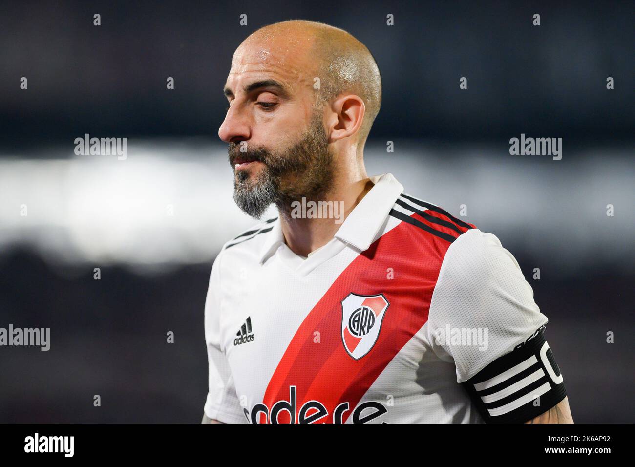 Buenos Aires, Argentina. 12th Oct, 2022. Javier Pinola of River Plate seen during the Liga Profesional 2022 match between River Plate and Platense at Estadio Monumental Antonio Vespucio Liberti. Final score; River Plate 2:1 Platense. (Photo by Manuel Cortina/SOPA Images/Sipa USA) Credit: Sipa USA/Alamy Live News Stock Photo