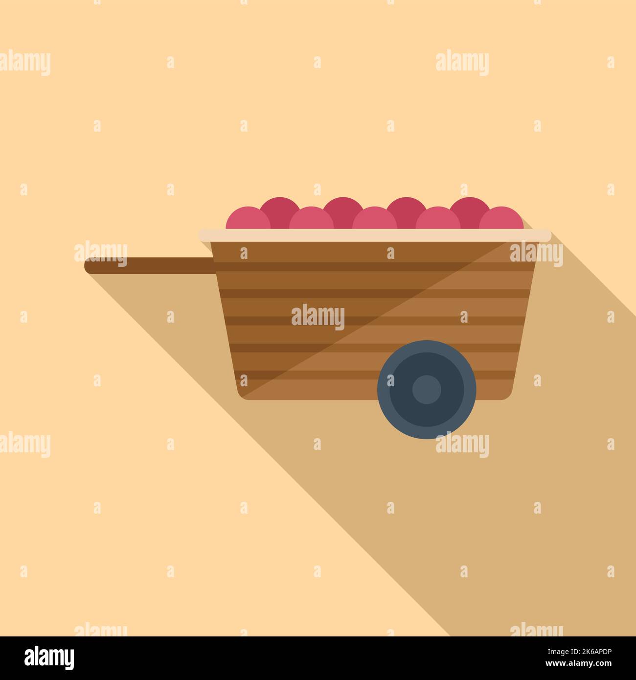 Farm wood cart icon flat vector. Garden farming. Food production Stock ...