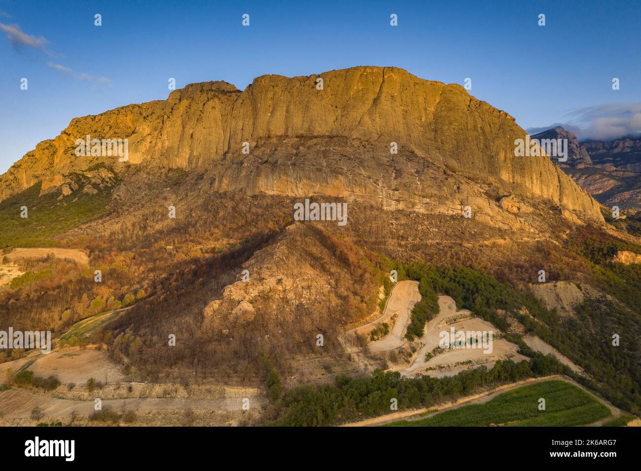 Aerial view of the forest burned in the Oliana - Peramola fire of 2022 ...