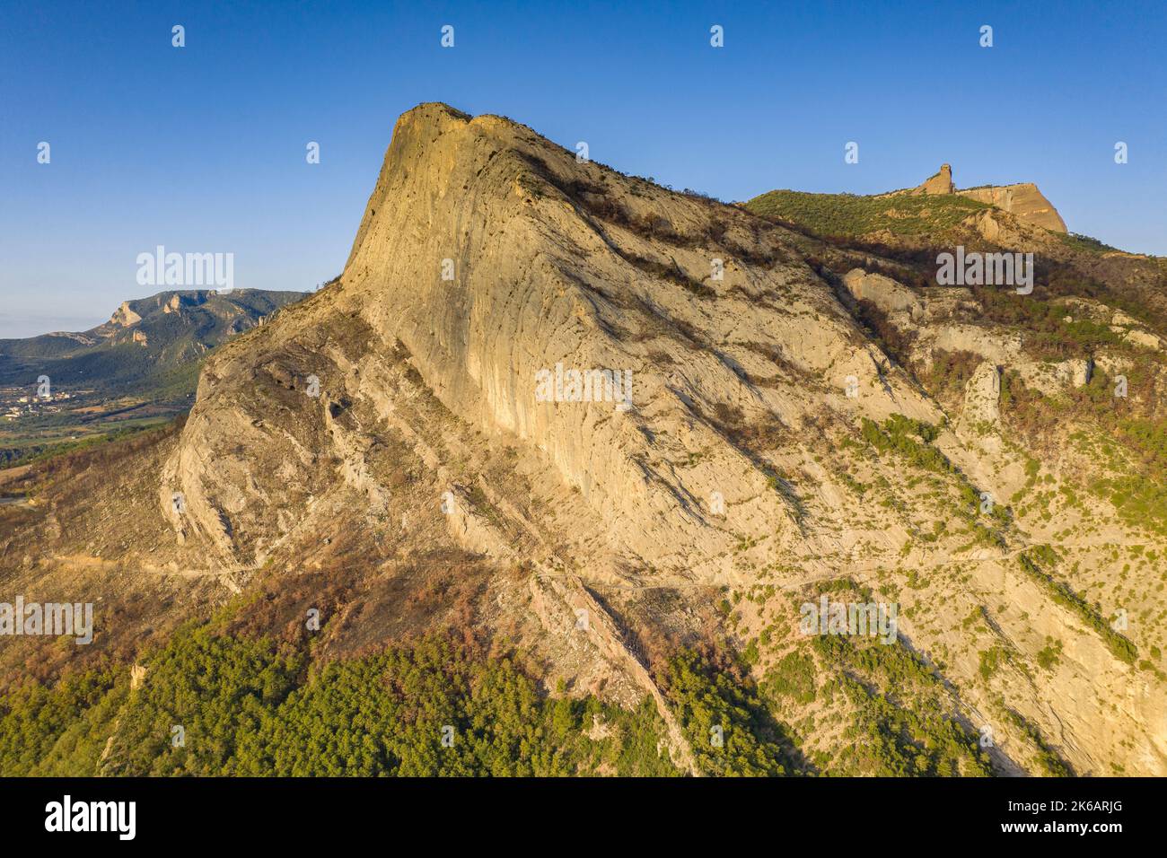 Aerial view of the forest burned in the Oliana - Peramola fire of 2022 ...