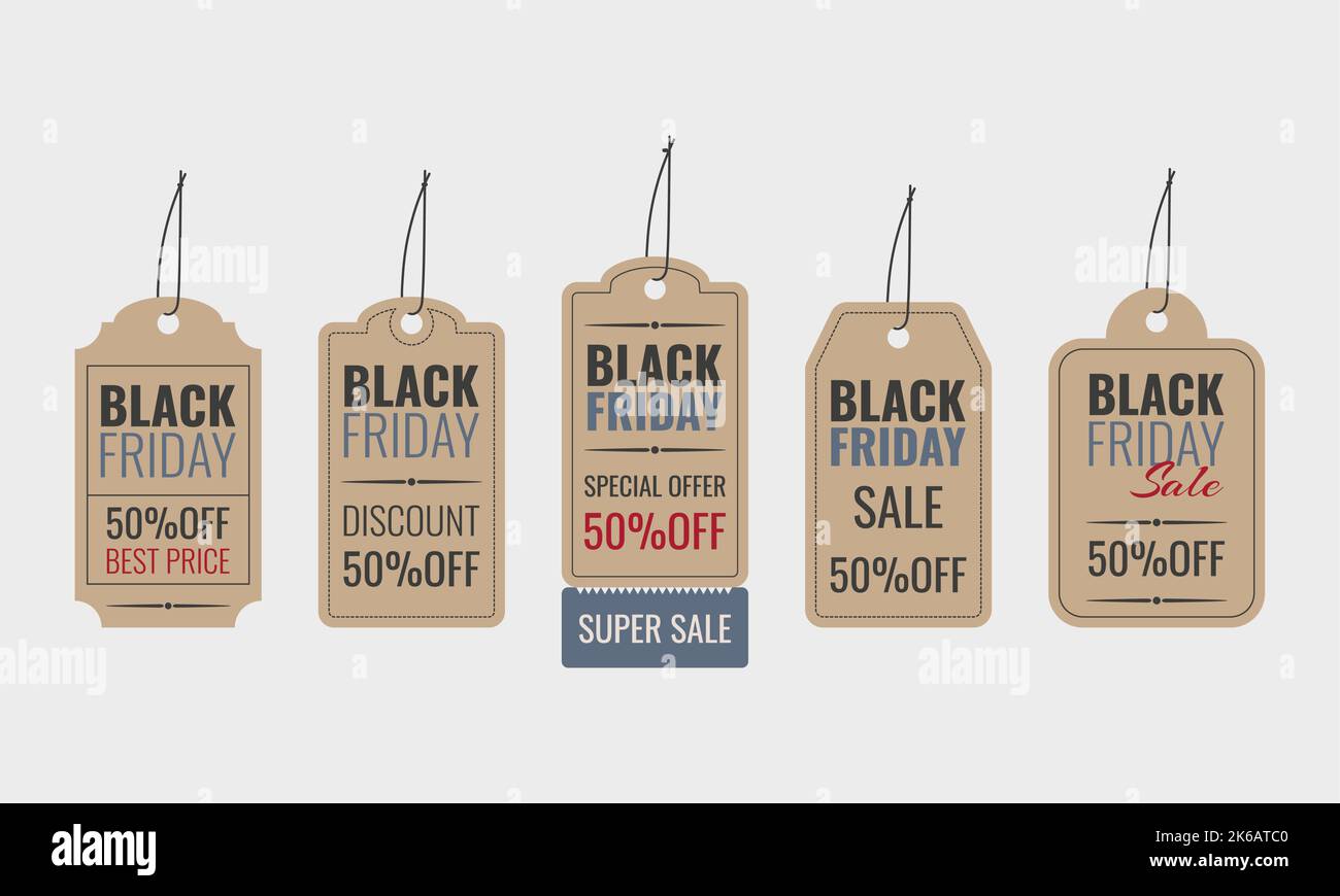 black friday tag collection and vector and illustration Stock Vector