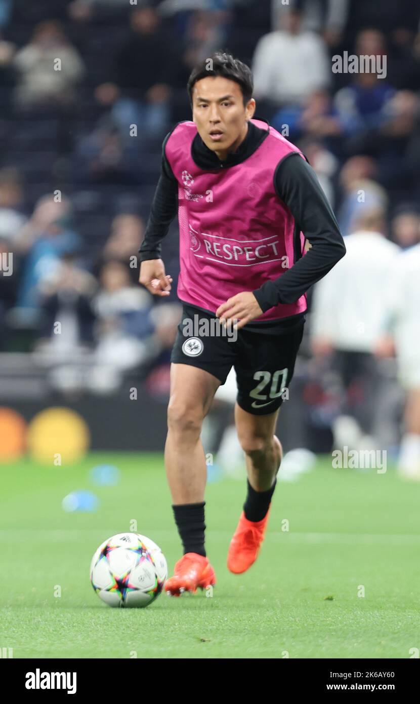 Makoto Hasebe of Eintracht Frankfurt during the pre-match warm-up  during the UEFA Champion League soccer match Group D  between Tottenham Hotspur and Stock Photo
