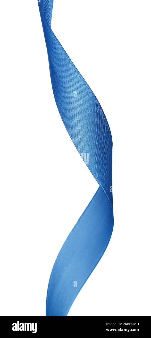 Dark blue satin ribbon isolated on white background Stock Photo - Alamy