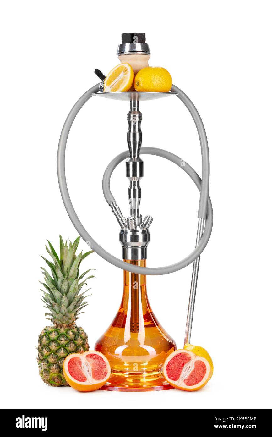Hookah with fruits isolated on white background Stock Photo - Alamy