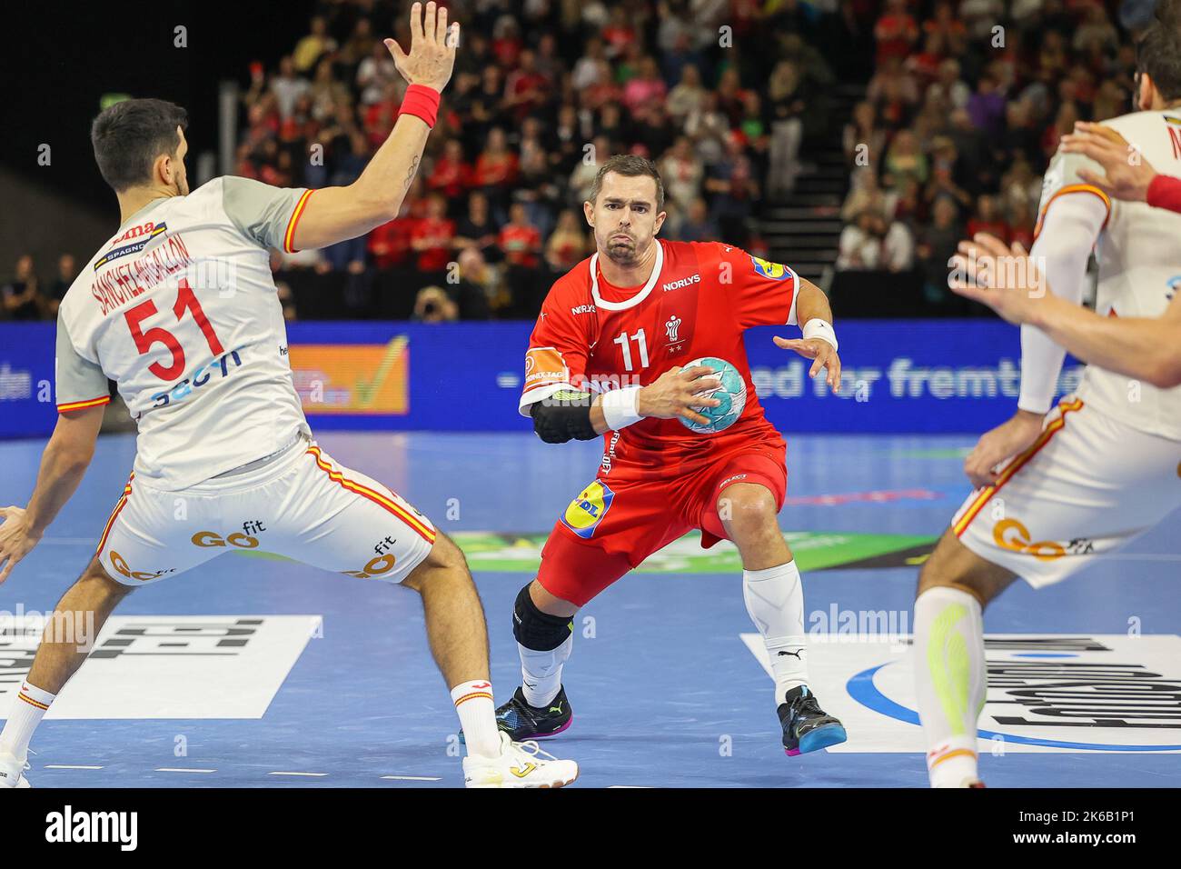 Copenhagen, Denmark. 12th Oct, 2022. Rasmus Lauge (11) of Denmark seen