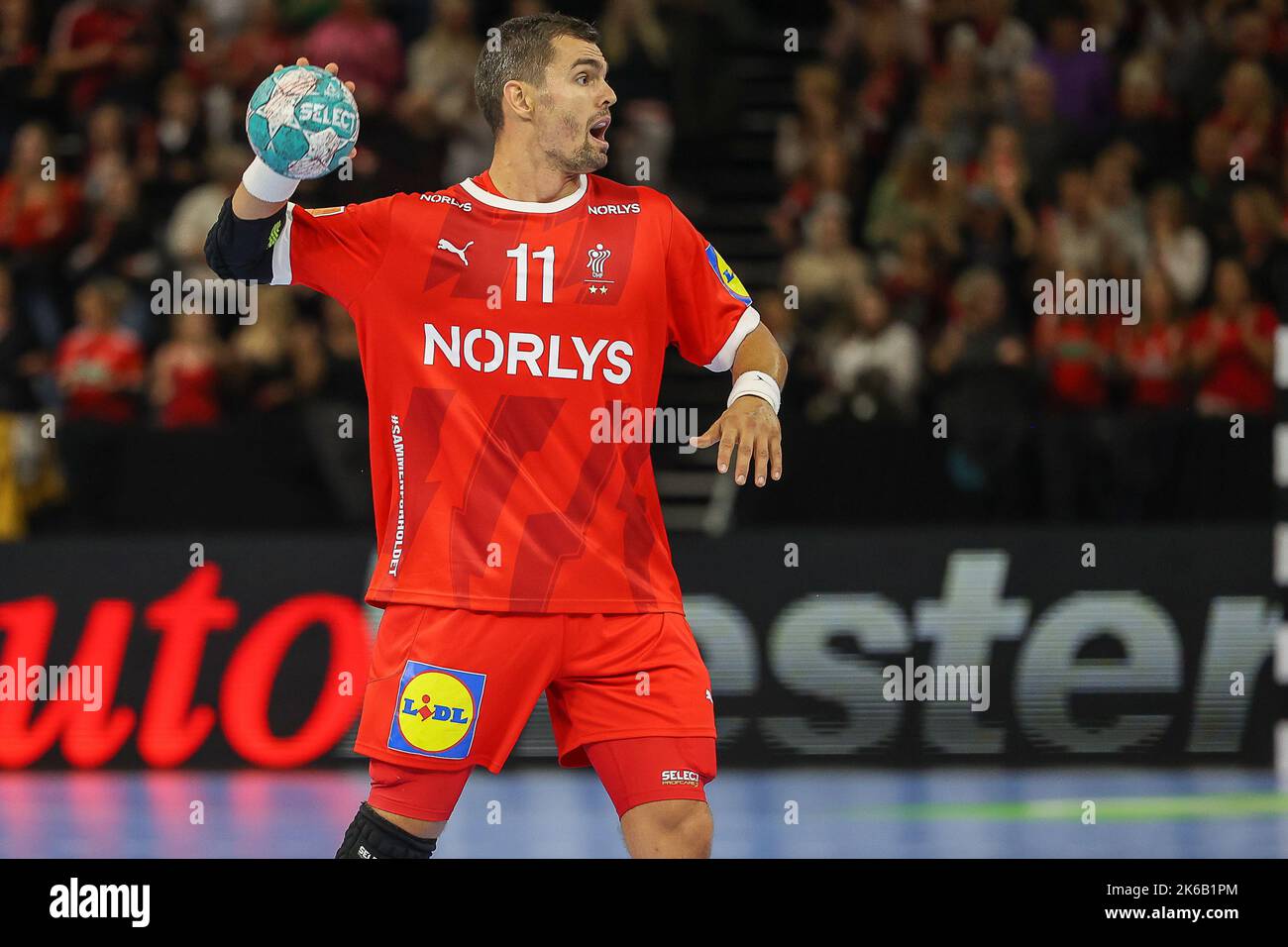 Copenhagen, Denmark. 12th Oct, 2022. Rasmus Lauge (11) of Denmark seen