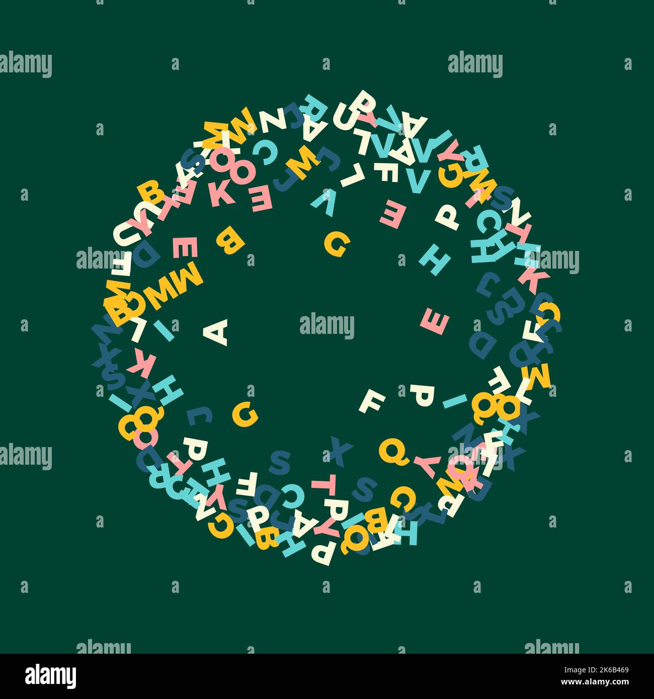 Foreign Language Lettering Falling letters of English language. Pastel flying words of Latin ...