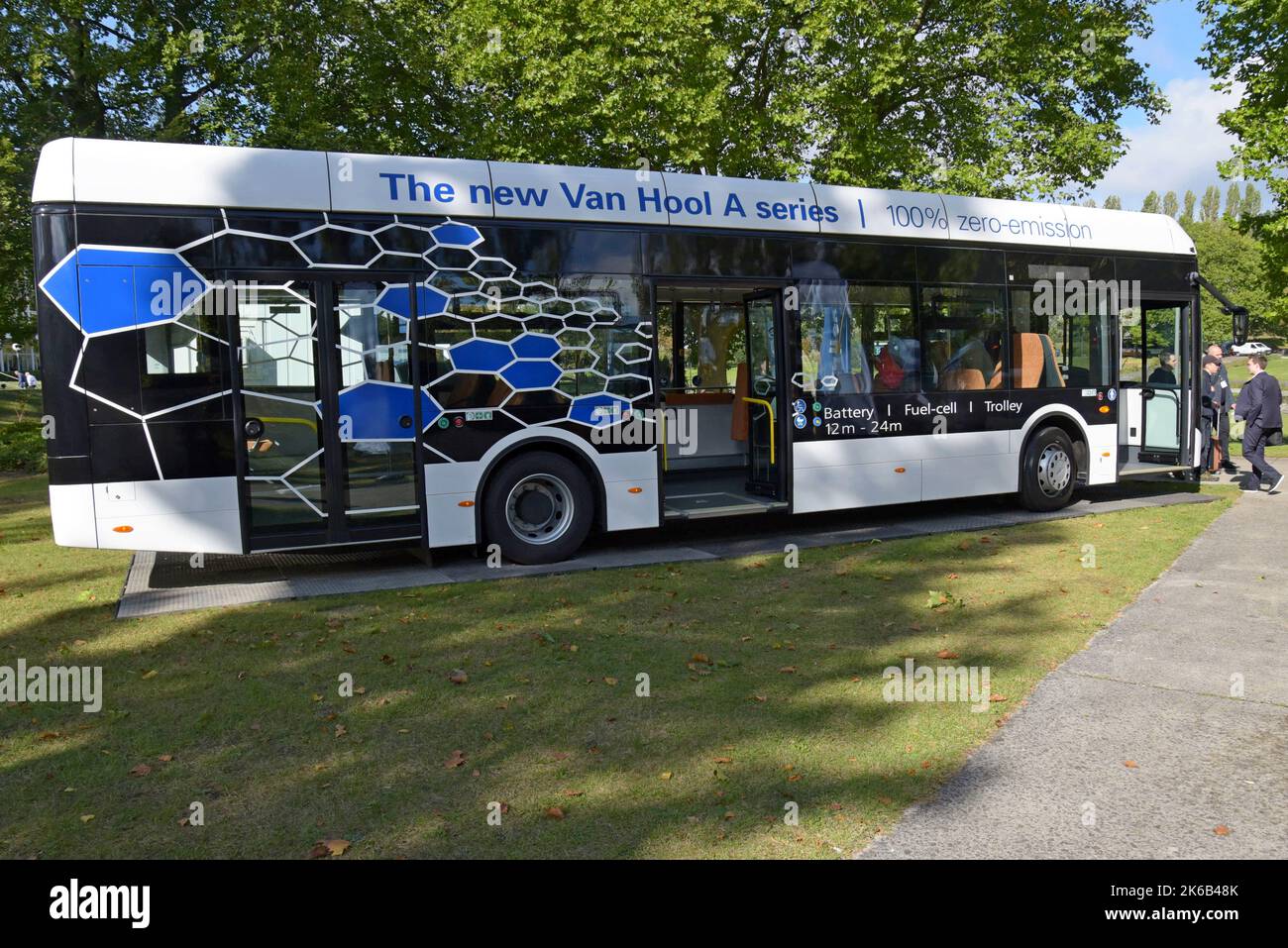 Van Hool A series emission free electric bus at Innotrans international transport expo, Berlin Sept 2022 Stock Photo
