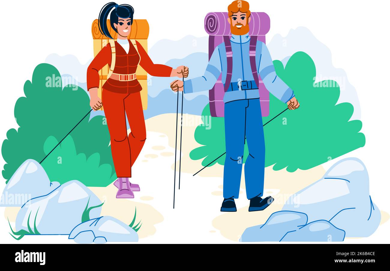 couple hiking vector Stock Vector