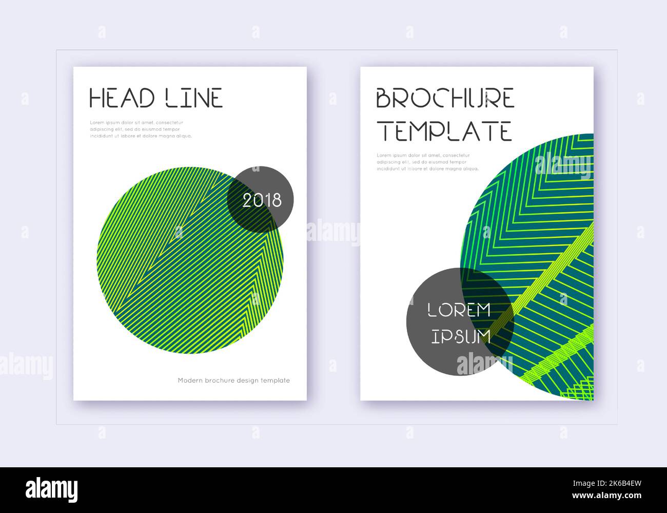 Trendy cover design template set. Green abstract lines on dark