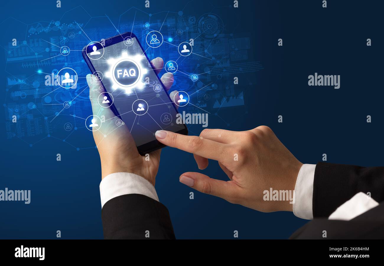 Using Phone Technology Hand using smartphone with technology concept Stock Photo - Alamy