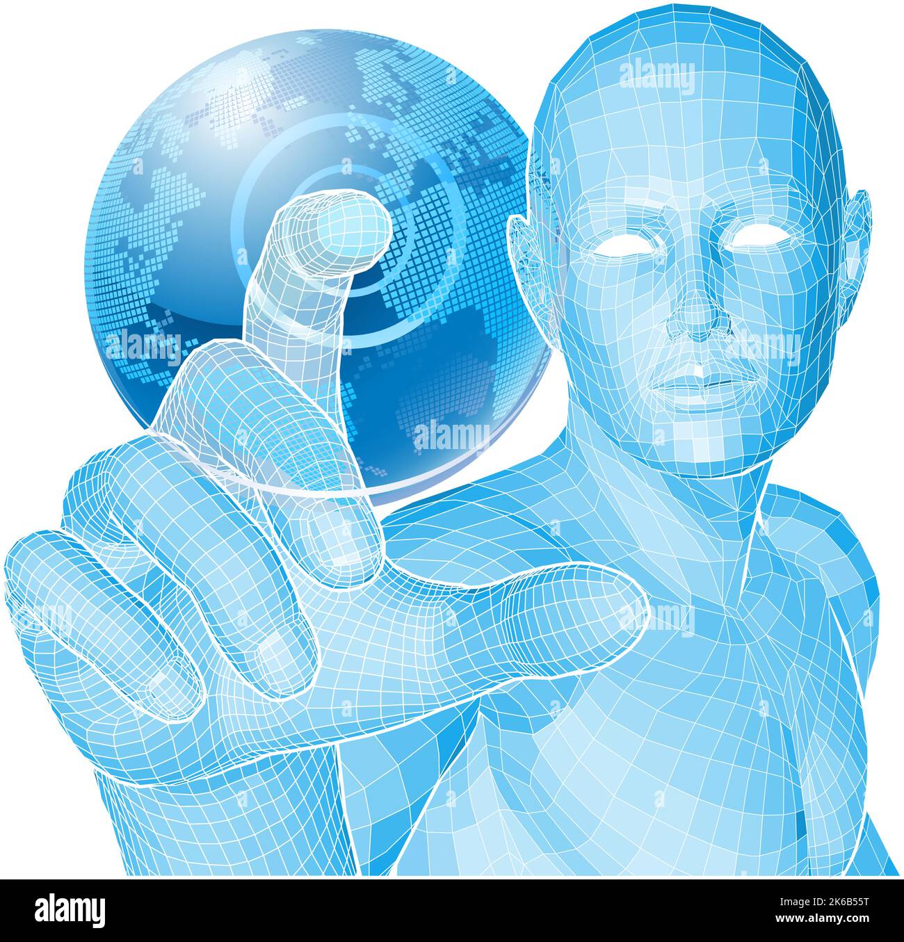Figure Selecting 3D World Technology Concept Stock Vector