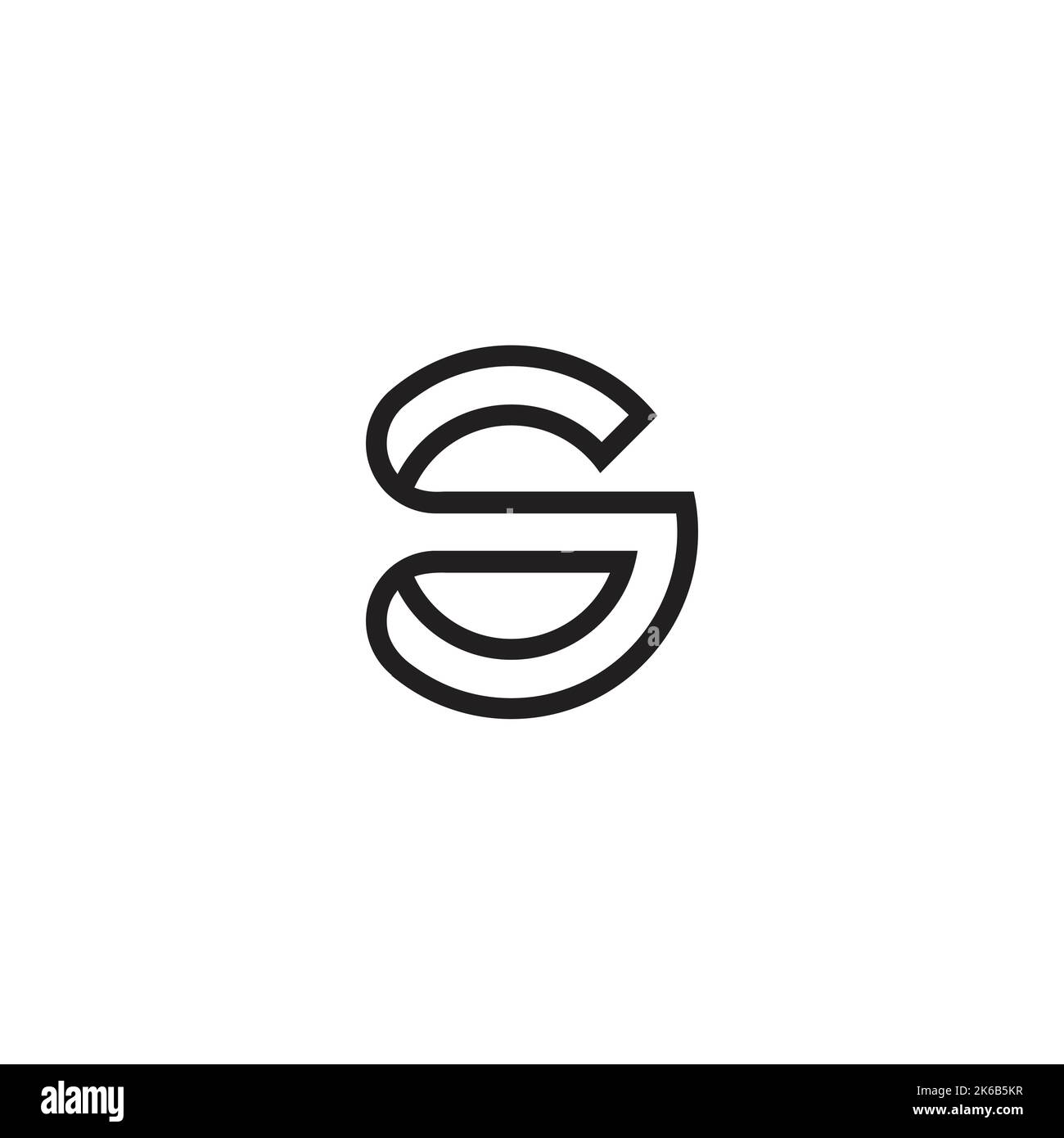 letter sg geometric outline round logo vector Stock Vector