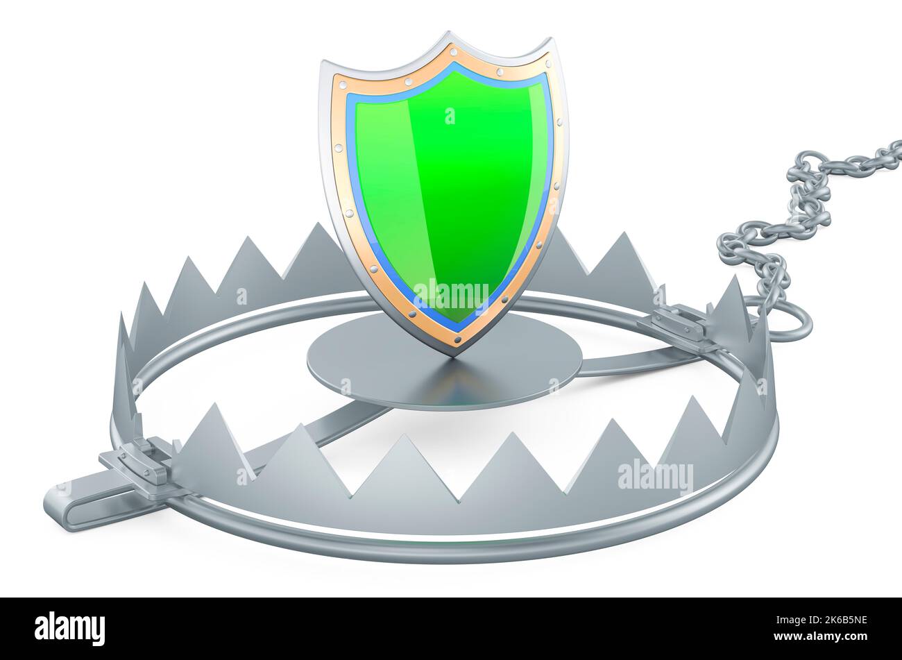 Bear trap with shield, 3D rendering isolated on white background Stock ...