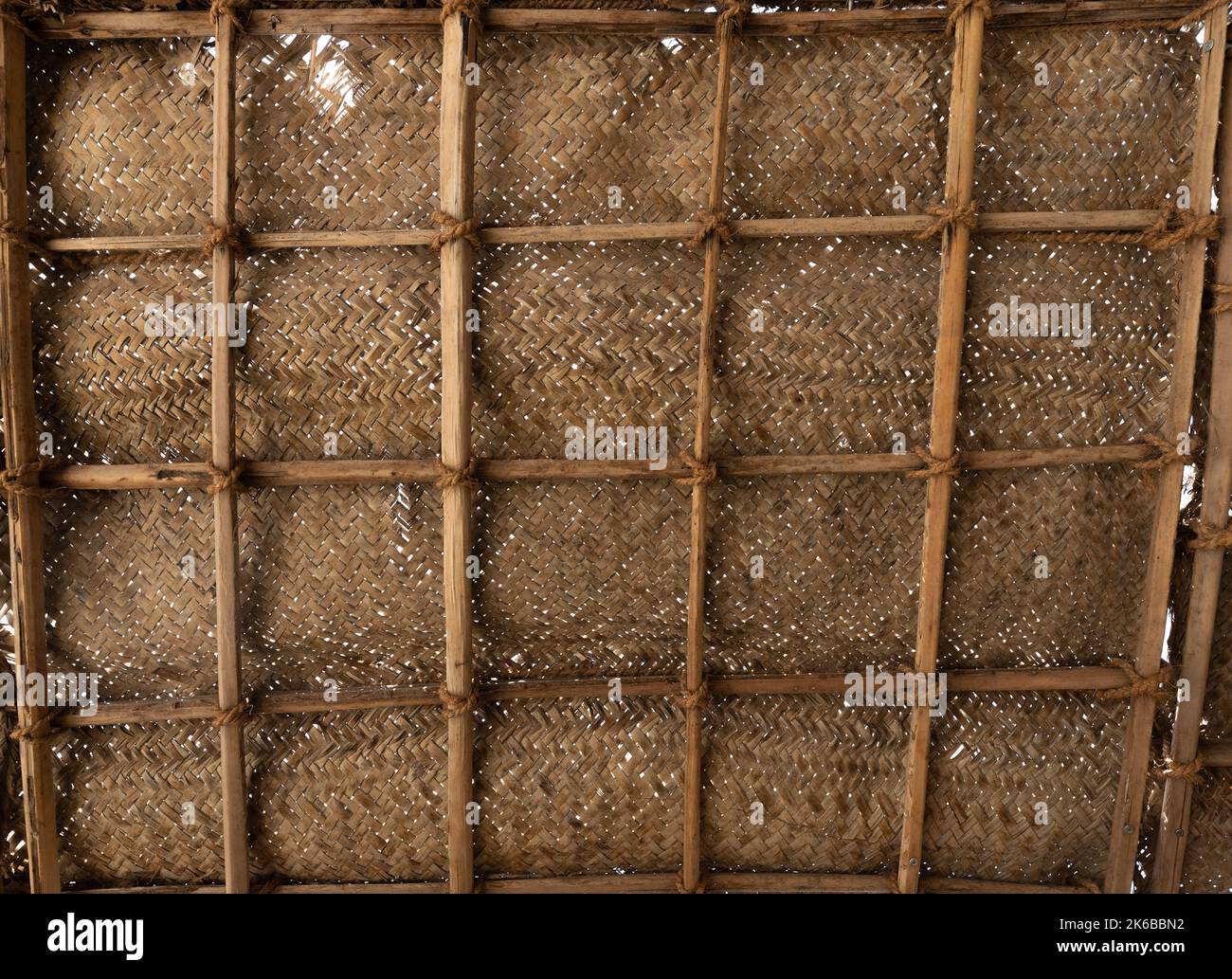 Ancient Arabic house roof top view with handcraft weaver Stock Photo