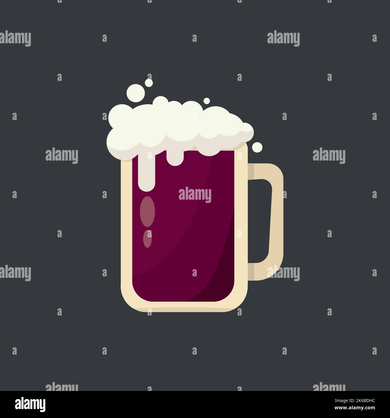 Large mug of fresh dark foamy beer Vector illustration Stock Vector