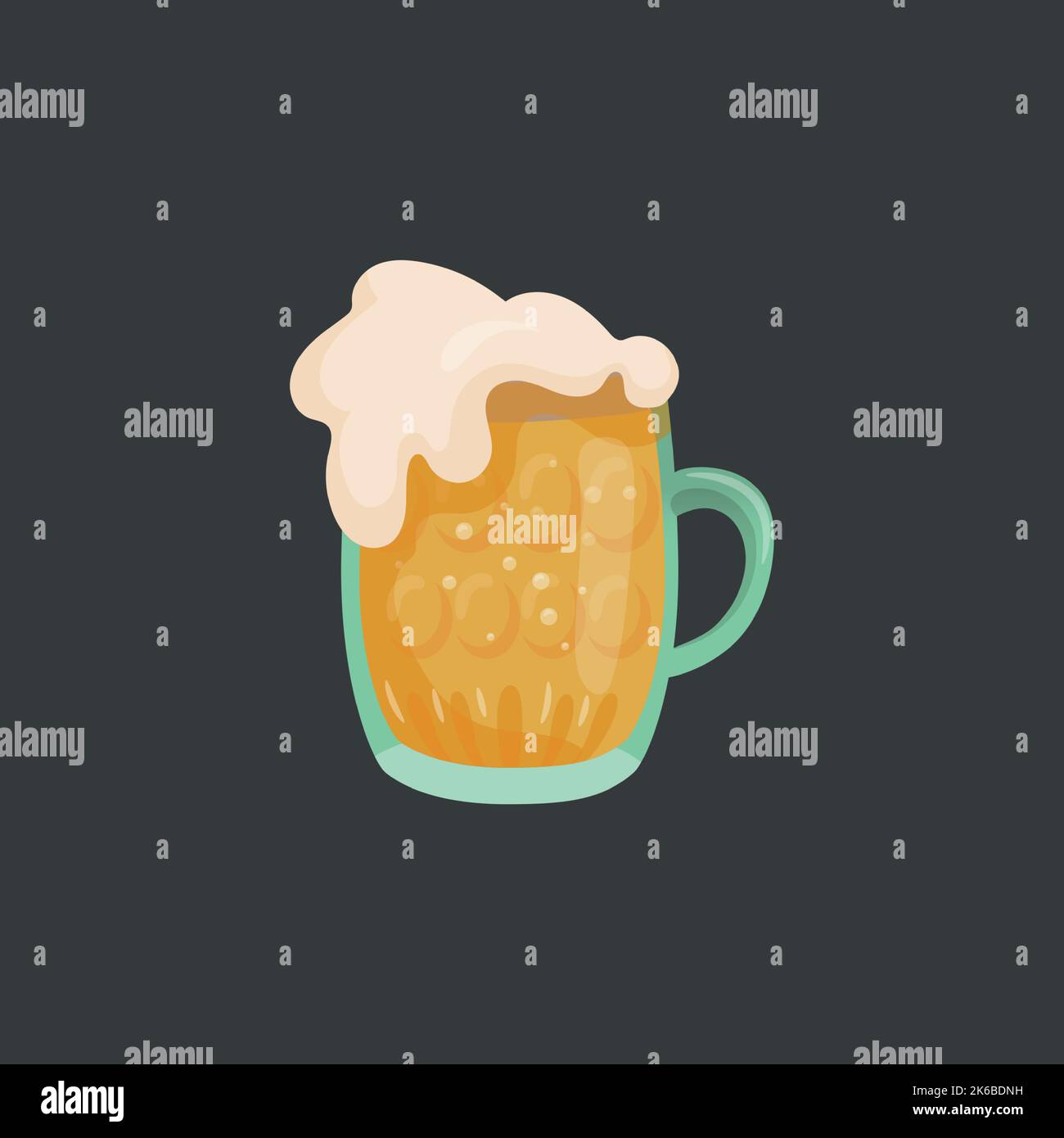 Large mug of fresh light foamy beer Vector illustration Stock Vector