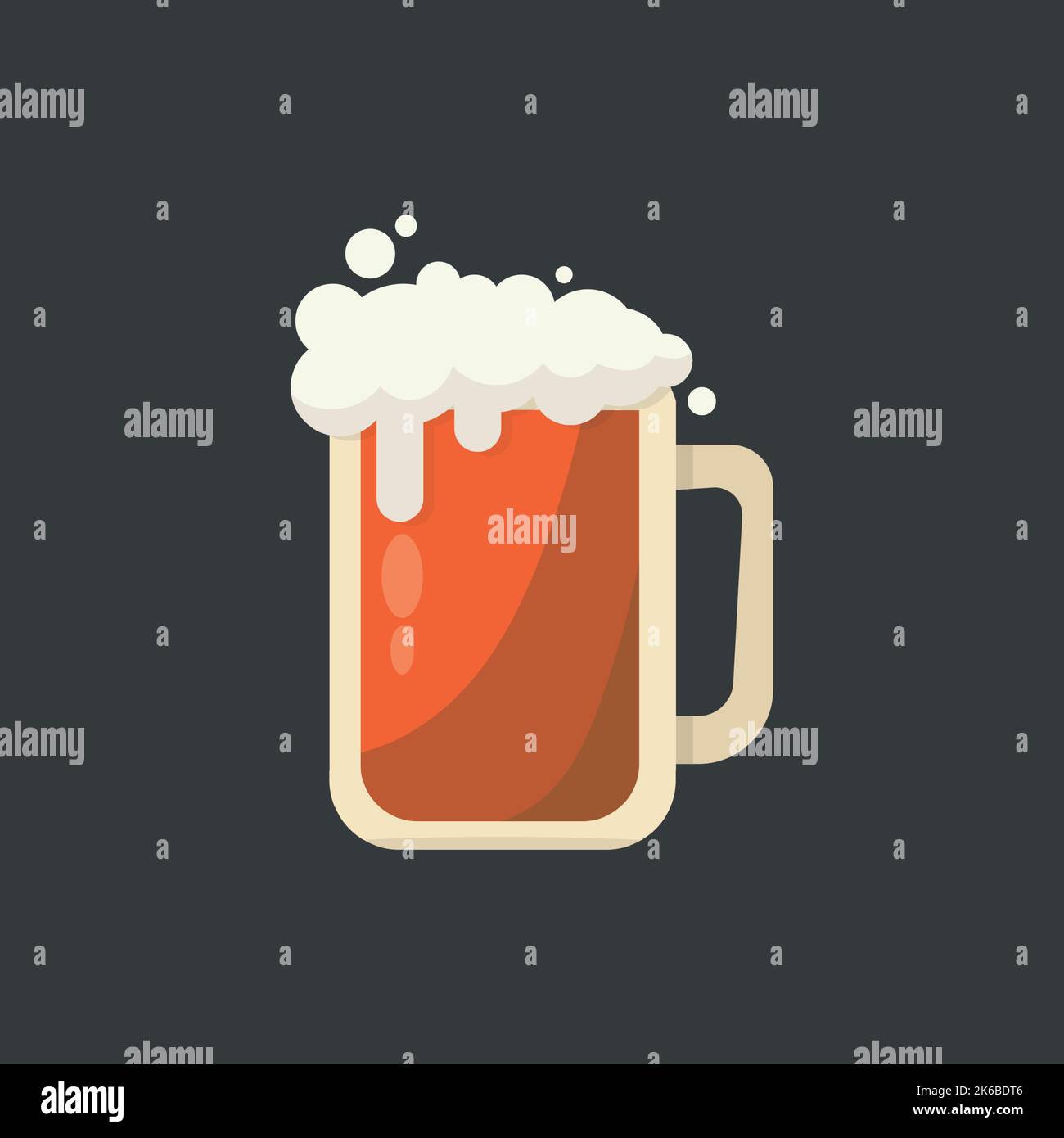 Large mug of fresh light foamy beer Vector illustration Stock Vector