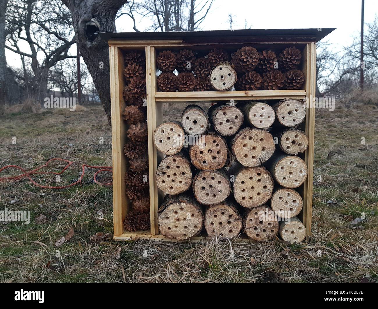 Bug, insect hotel in the outdoors Stock Photo