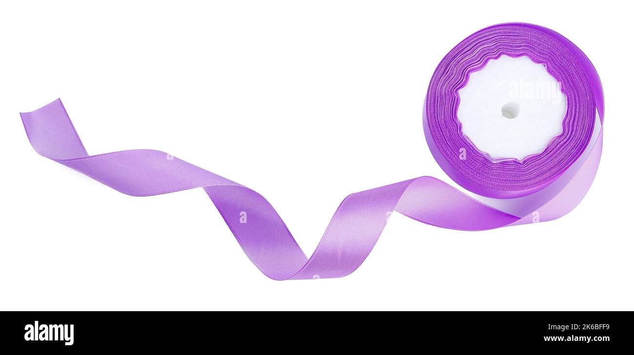 Purple satin ribbon isolated on white background Stock Photo - Alamy
