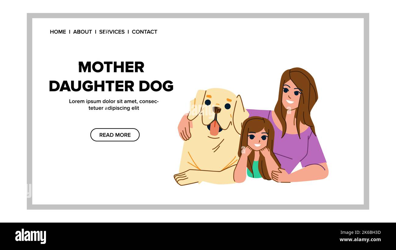 mother daughter dog vector Stock Vector