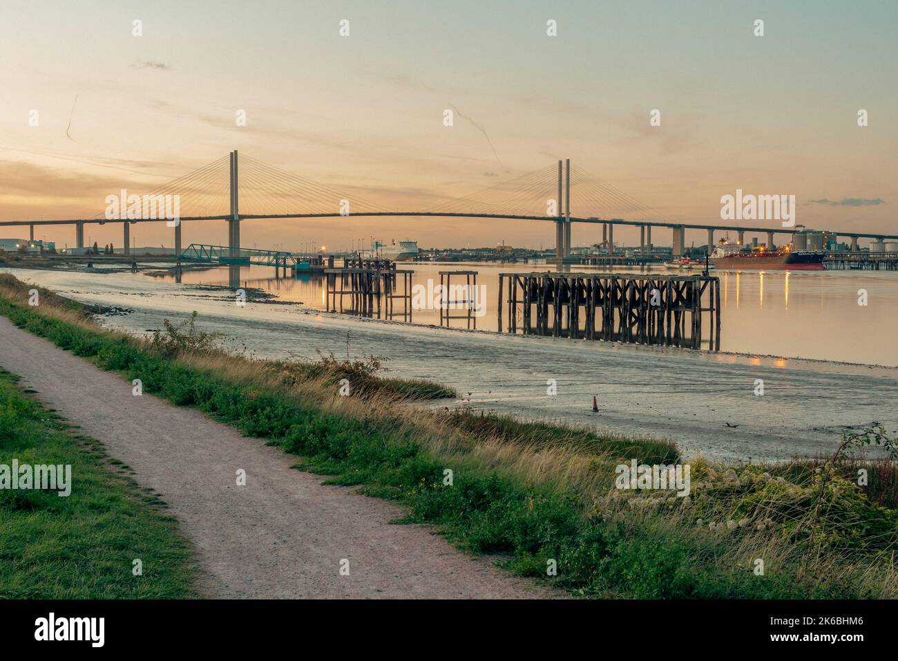View of Queen Elizabeth II Bridge from Greenhithe riverfront, Dartford, UK Stock Photo Alamy