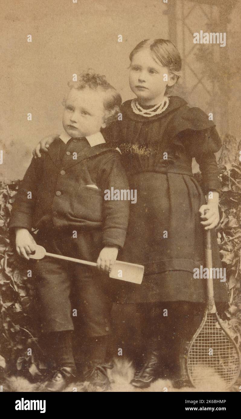 Two Victorian Children Stock Photo
