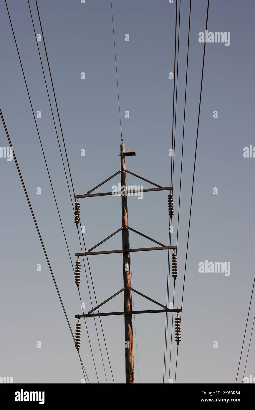 Typical industrial power lines crossing the countryside Stock Photo Alamy